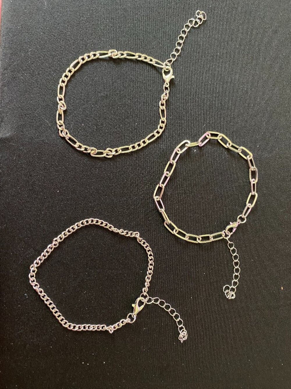 FASHION 3 SILVER COLOR BRACELETS SIZE 7" W/3" EXTENDER NEW W/O TAGS